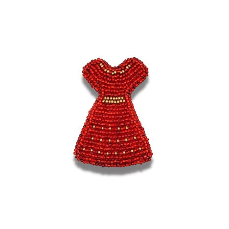 Tribal Roots Beaded Red Dress Pin