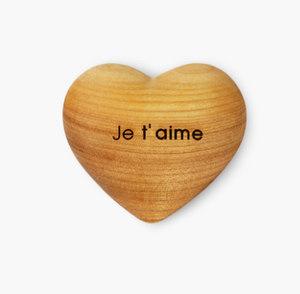 Wooden Heart Shape, "Je T'Aime" 6x5.5cm