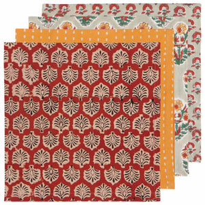 Danica Heirloom Block-Print Napkins, Field Set of 4