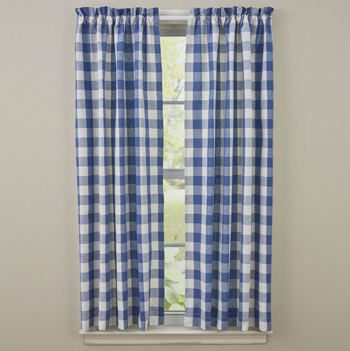 Park Designs Wicklow Check Curtains, Pair - China Blue 72Wx63L