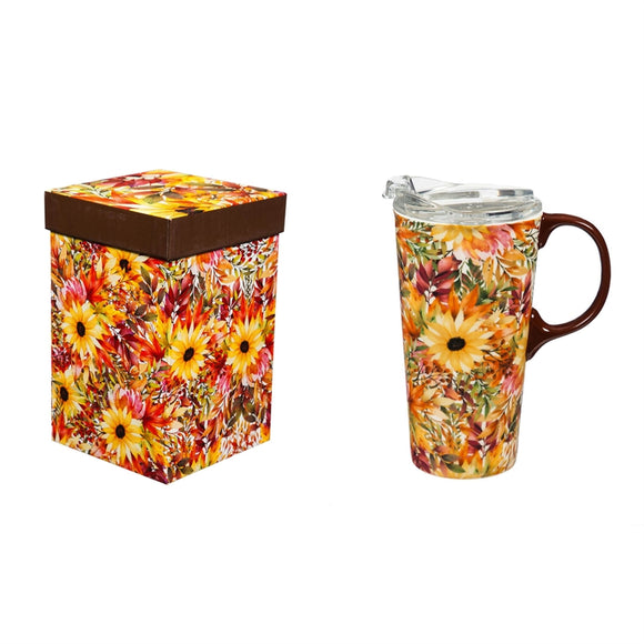 Ceramic Travel Cup w/Tritan Lid & Gift Box, 17oz Autumn Blessing
