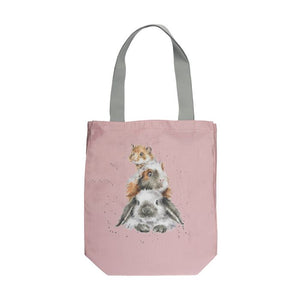 Wrendale Canvas Tote Bag, Piggy In The Middle 16x17"