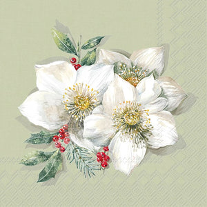 Cocktail Napkin - Christmas Rose