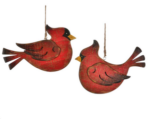 Wooden Cardinal Ornament, 5x5" Assorted