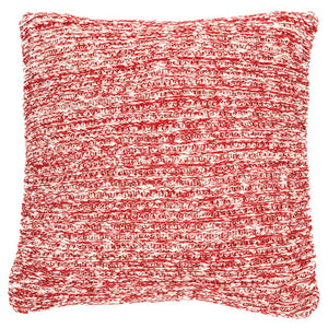 Claudette Knitted Red Throw Pillow, 18x18"