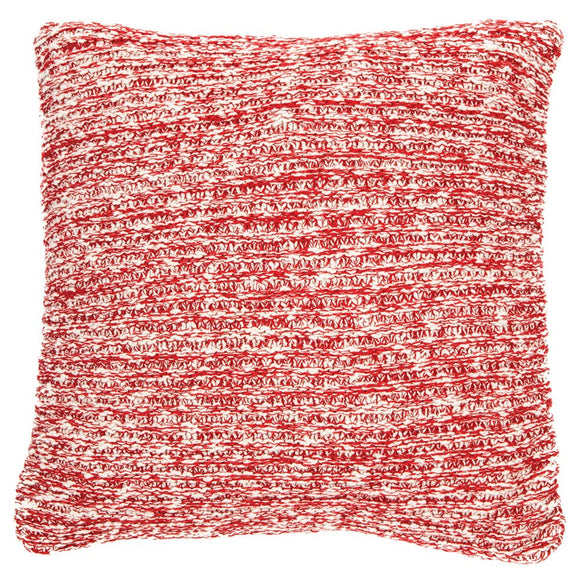 Claudette Knitted Red Throw Pillow, 18x18