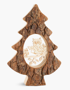 Bark Tree w/Laser-Cut Owl Scene, 18.5cm