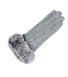 RMO Ladies Grey Wool & Faux Fur Trimmed Dress Gloves, Medium