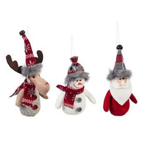 Fabric Ornaments, Santa/Snowman/Moose, 3 Designs