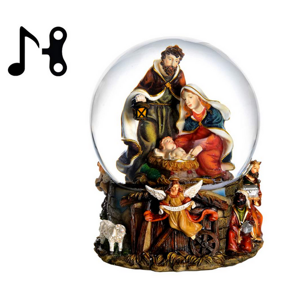 Nativity Waterglobe with Music, Angel 15cm