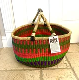 Big Blue Moma Round Basket, Large - Red & Green Earth Tones
