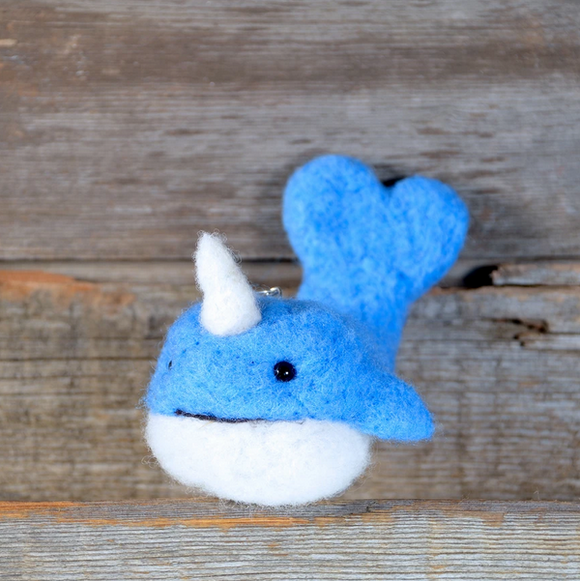 The General Bean Felted Ornament, Narwhal