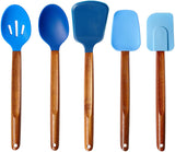 Fox Run Utensil Set, 5pc Gradient Blues w/ Acacia Handles