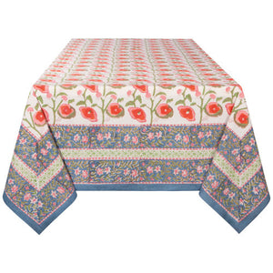 Danica Heirloom Block Print Tablecloth, Poppy 60x90"