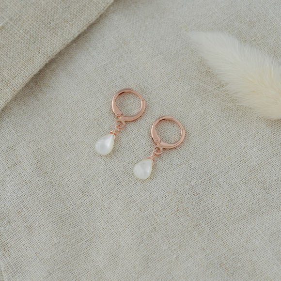 Glee Zia Hoops-Mother of Pearl, Rose Gold