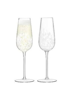 Stipple Champagne Flute Set of 2, White Speckle 250ml