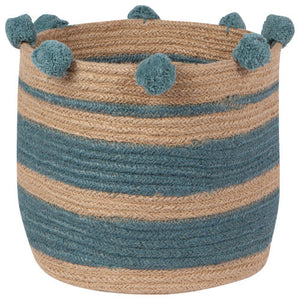 Danica Heirloom Jute Basket, 10x10" Lagoon Stripe