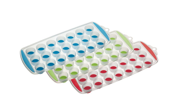 21 Cube Silicone-Bottom Ice Cube Tray, Asst Colours