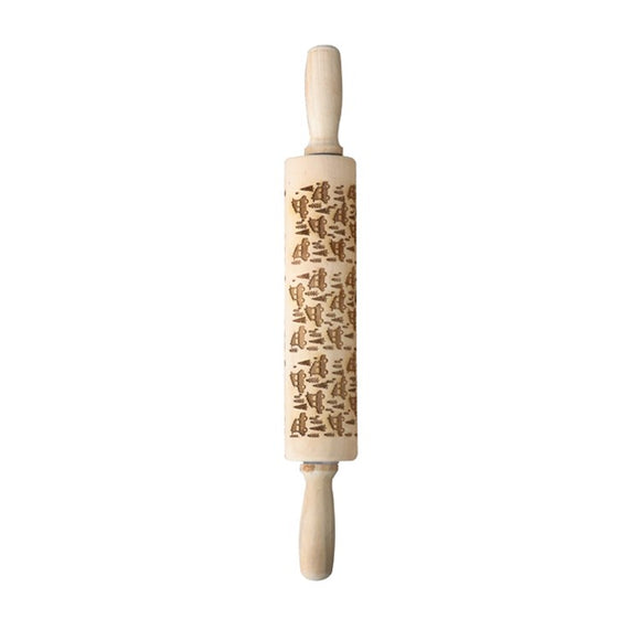 Vintage Christmas Embossed Rolling Pin, 15