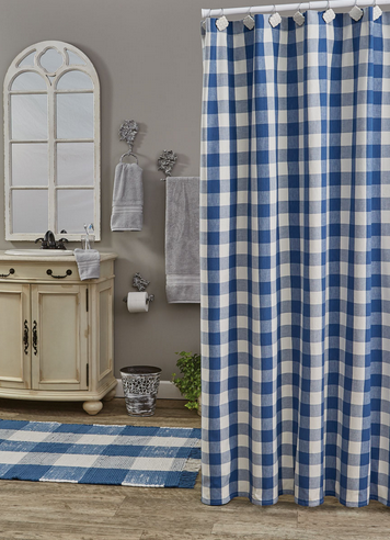 Park Designs Wicklow Check Shower Curtain, China Blue 72x72