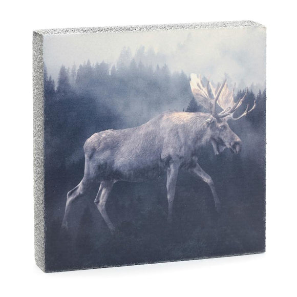 Forest Moose Art Block, 6.25x6.25x1.25