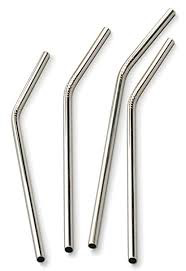 RSVP Stainless Steel Bent Drink Straws,  8.5" Set of 4