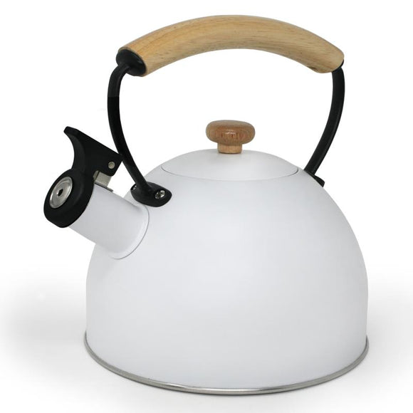 Cafe Culture Whistling Kettle w/ Wood Handle, 2.5L White