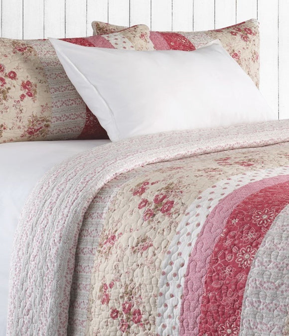 Therese Pink Floral Quilt Set, Double/Queen