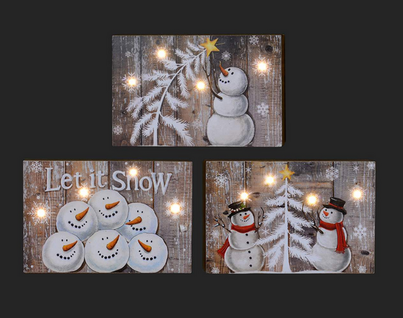 Frosted Snowman LED Block, 4x6