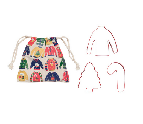 Now Designs Cookie Cutter Set, 3pc Ugly Sweater Christmas