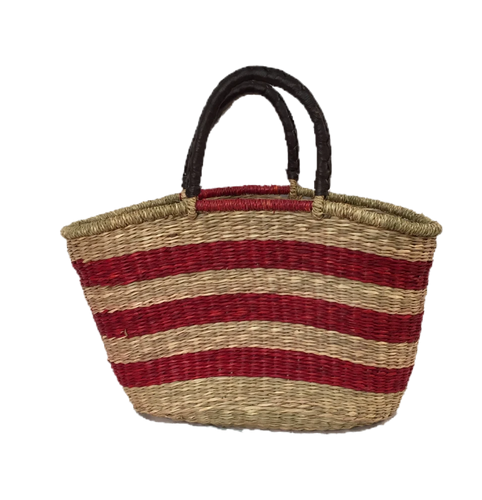 Greener Valley, Seagrass Oval Bag Red Stripe