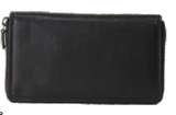 Rugged Earth Black Leather Full Zippered Ladies Wallet, Style 880032