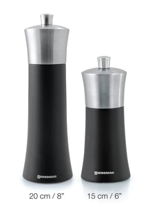 Torre Pepper Mill Black Matte with Stainless Steel Top 8"