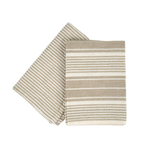 French Linen Tea Towel Set, Taupe 2pc