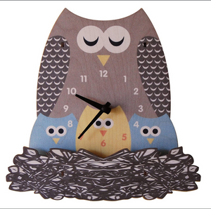 Modern Moose Classic Wall Clock, Nest Owl