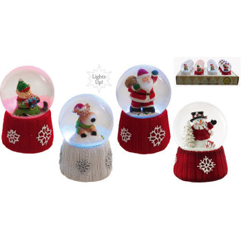 Cardigan Knit Collection Mini Snow Globe, Elf/Moose/Frosty/Santa