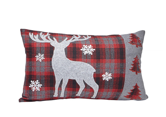 Reindeer Check Cushion Cover 20X12 Red